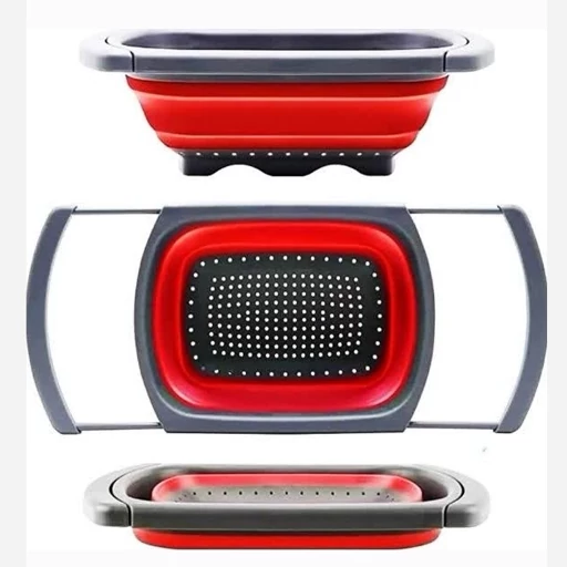 آبکش سبد سیلیکونی تاشو مستطیل- فروشگاه میس پارلا