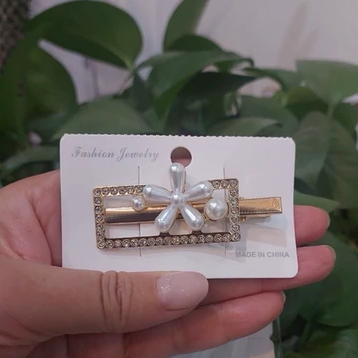 سنجاق سر انبری طلایی مرواریدی گیره سر انبری مرواریدی- فروشگاه میس پارلا
