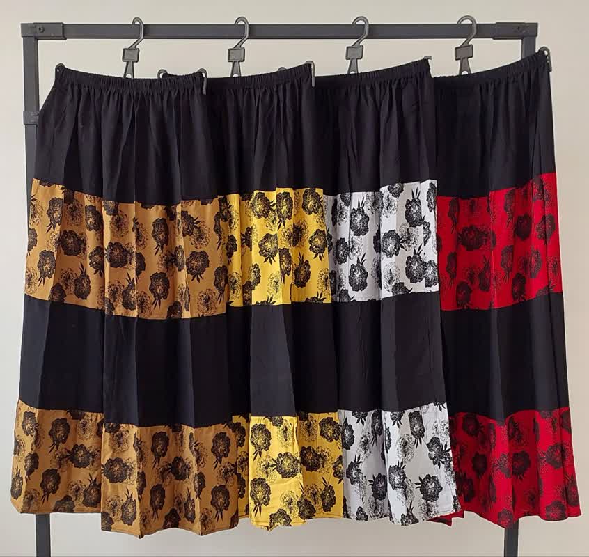 دامن نخی زنانه بلند پله ای چین دار- فروشگاه میس پارلا