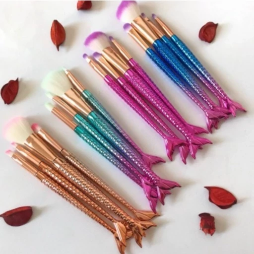 ست براش پری دریایی 4 تکه هولوگرامی براش صورت- فروشگاه میس پارلا