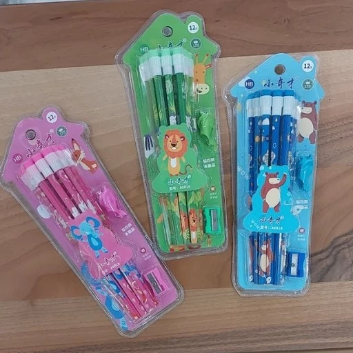 مداد مشکی پاک کن دار 12 عددی به همراه تراش- فروشگاه میس پارلا