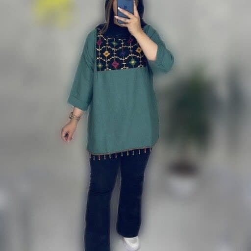 تونیک (مانتو) کریسپو کتیبه فری سایز- فروشگاه میس پارلا