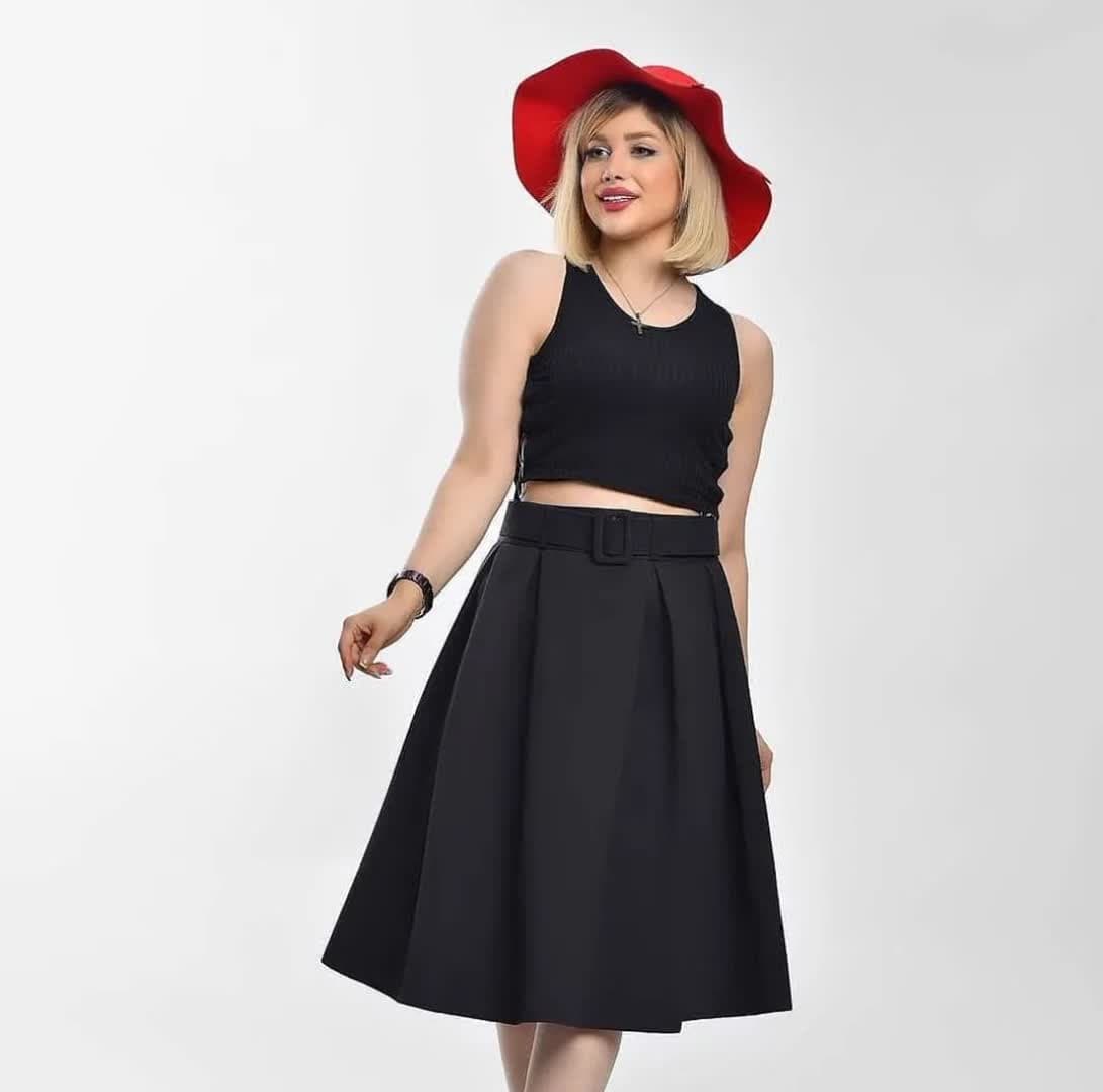 دامن پیلی دار کرپ مارزاتی- فروشگاه میس پارلا