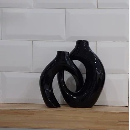 گلدان تودلی دکوراتیو مشکی براق- فروشگاه میس پارلا