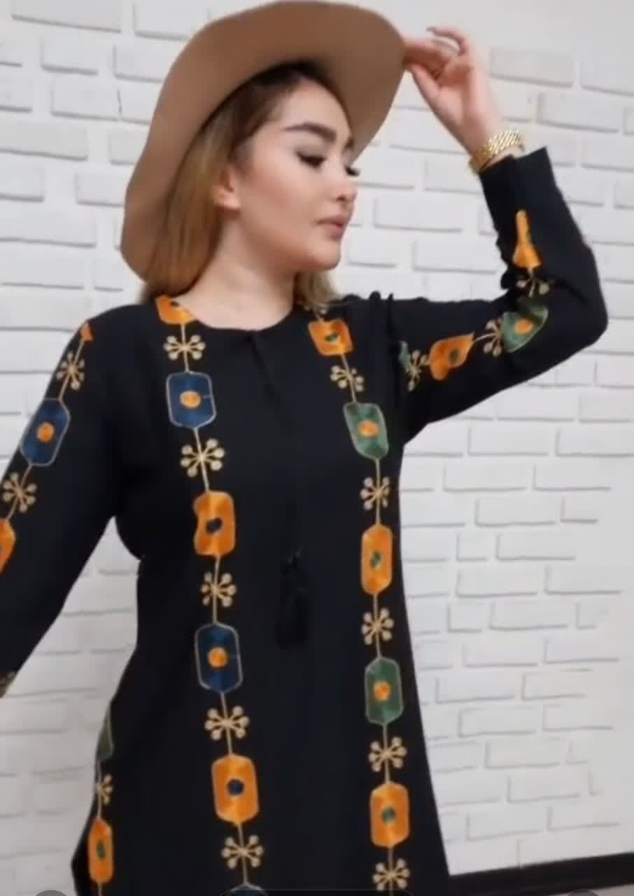 تونیک مانتو کریسپو خامه دوزی طرح چشم نظر فری سایز- فروشگاه میس پارلا